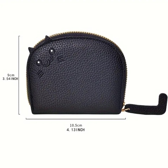 Adorable Cartoon Cat Faux Leather Mini Coin Purse/Wallet in Yellow - NWT - Picture 2 of 4